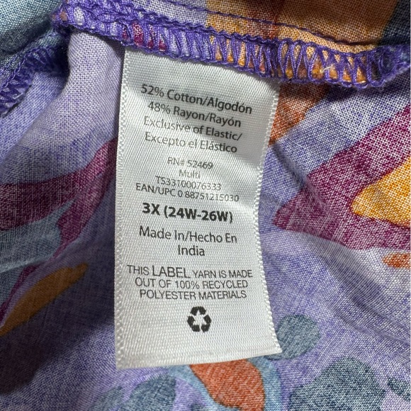 Vibrant Purple and Orange Women's Top abstract feather colorful ruffle stretch - Picture 8 of 14